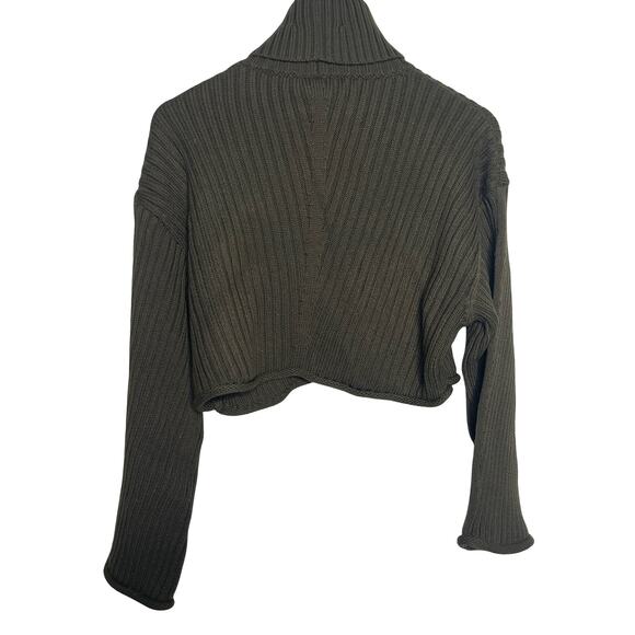 Zara green crop turtleneck knit sweater bell sleeves sz S - Picture 2 of 6